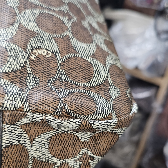 NWT COACH TAXI ZIP TOP TOTE IN SIGNATURE COATED CANVAS WOMEN BAG BROWN - Picture 7 of 14